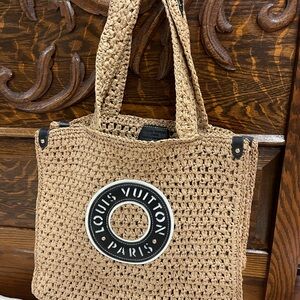 Designer monogram Beige and black Crochet Tote
